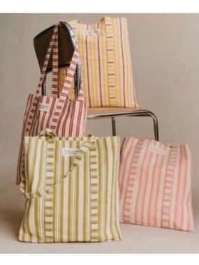 Sezane Striped Tote Bag in Yellow